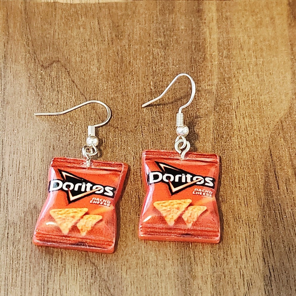 Handcrafted Edible‎ Theme Chips Dangle Drop Earrings NWOT Women's/Girls Fun
